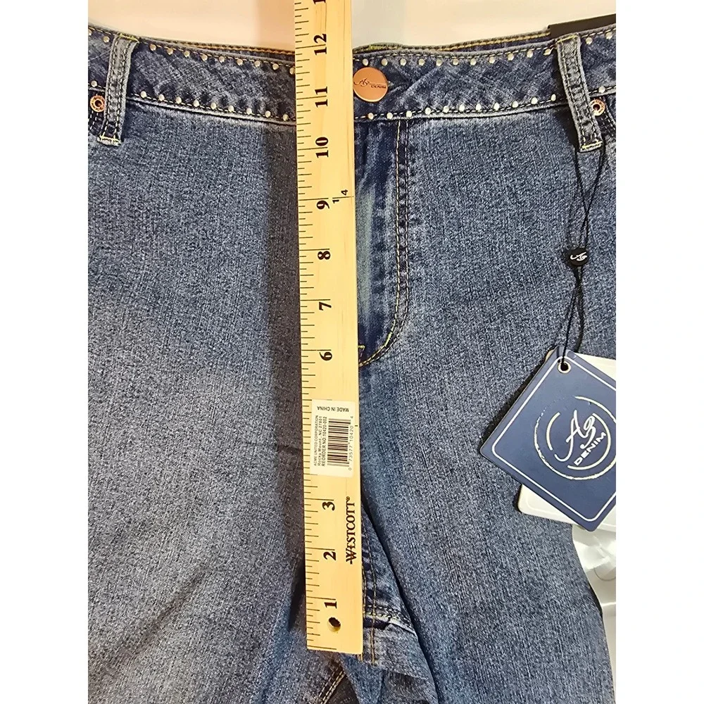 A3 Denim Skinny‎ Jeans Women's Size 20W Embellished Waist Blue Stretch New